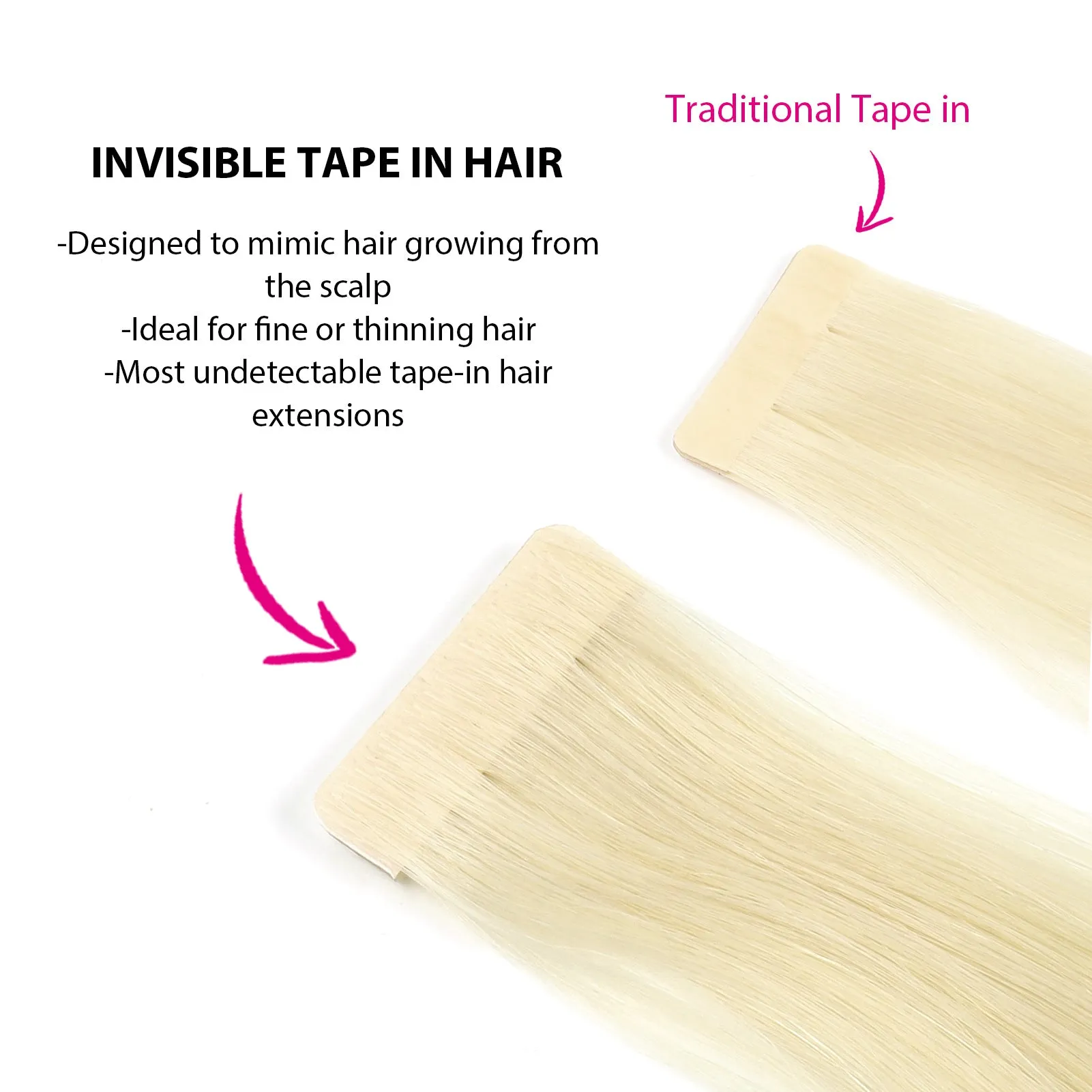 Virgin Invisible Tape in Hair Extensions Platinum Blonde #106