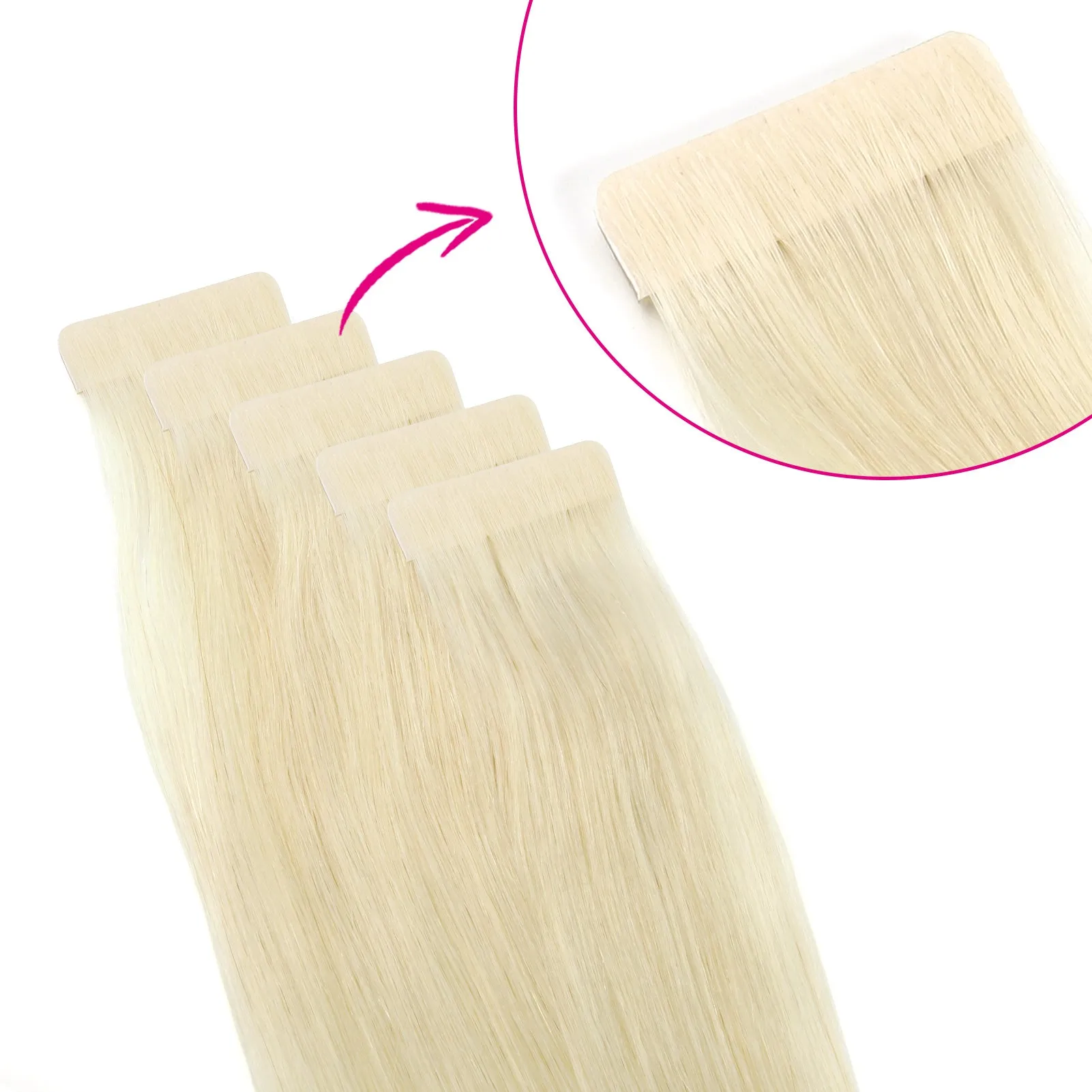 Virgin Invisible Tape in Hair Extensions Platinum Blonde #106