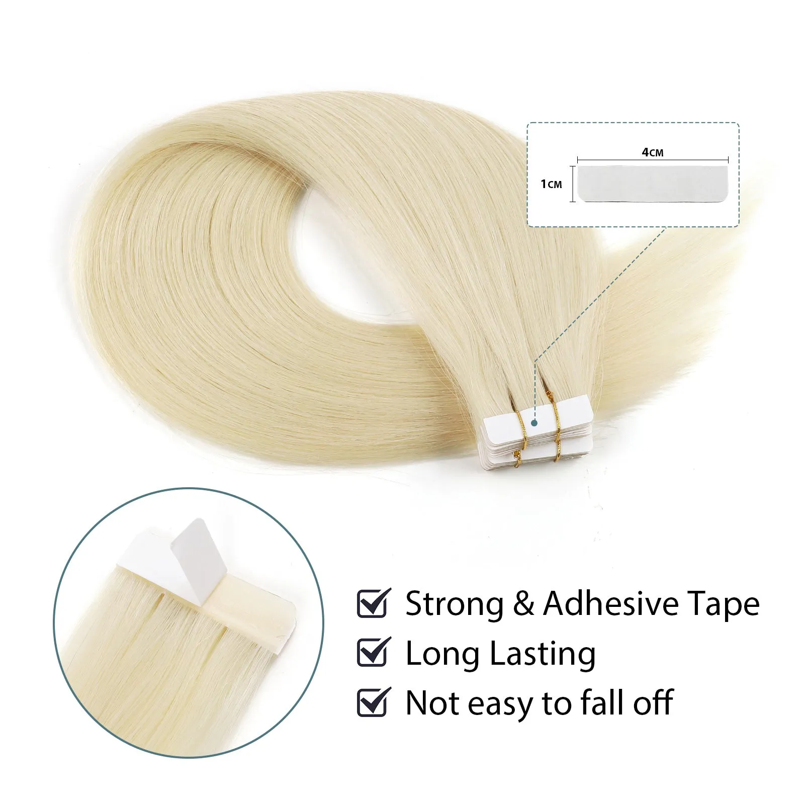 Virgin Invisible Tape in Hair Extensions Platinum Blonde #106