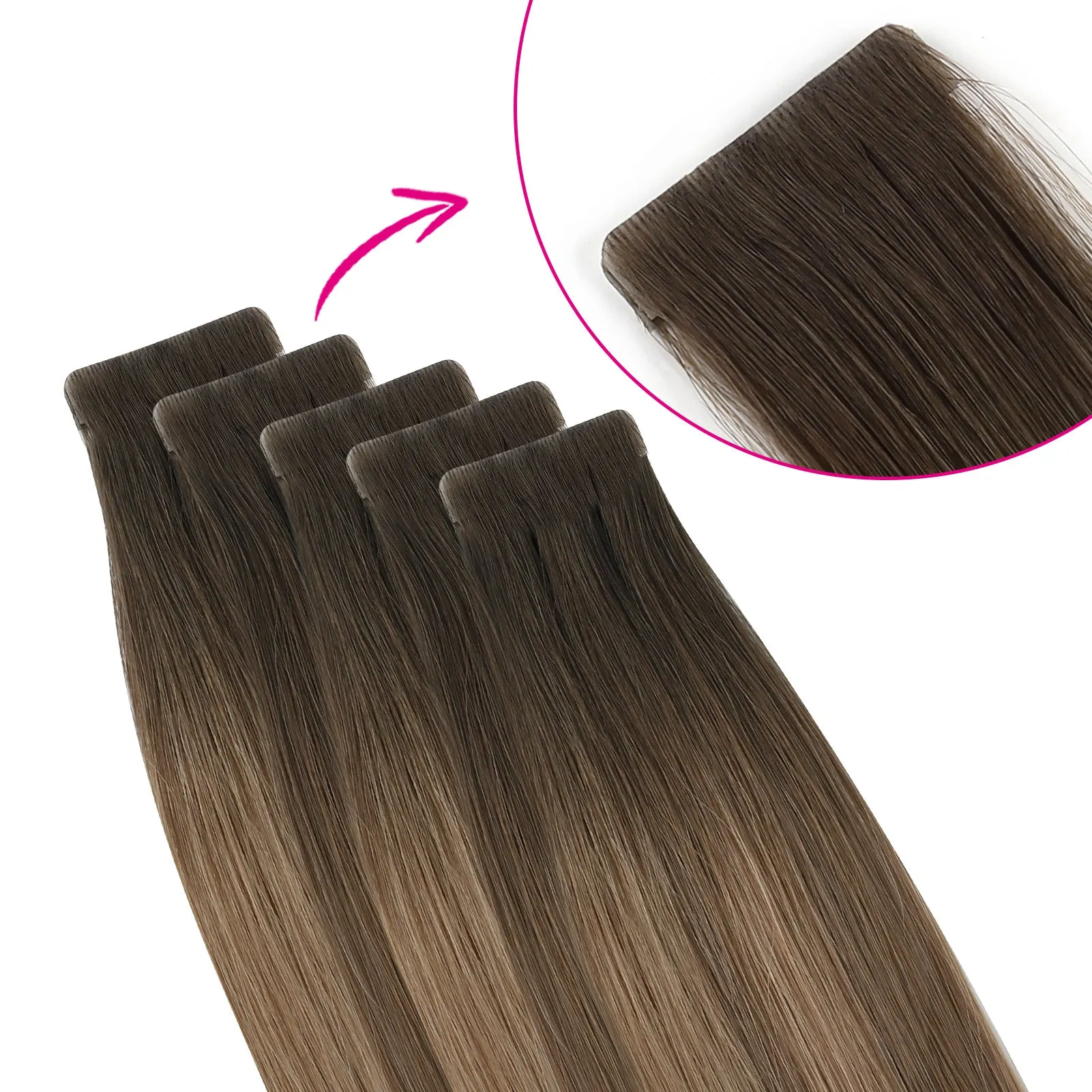 Virgin Invisible Tape in Hair Extensions Rooted Highlight R2-P4/27#
