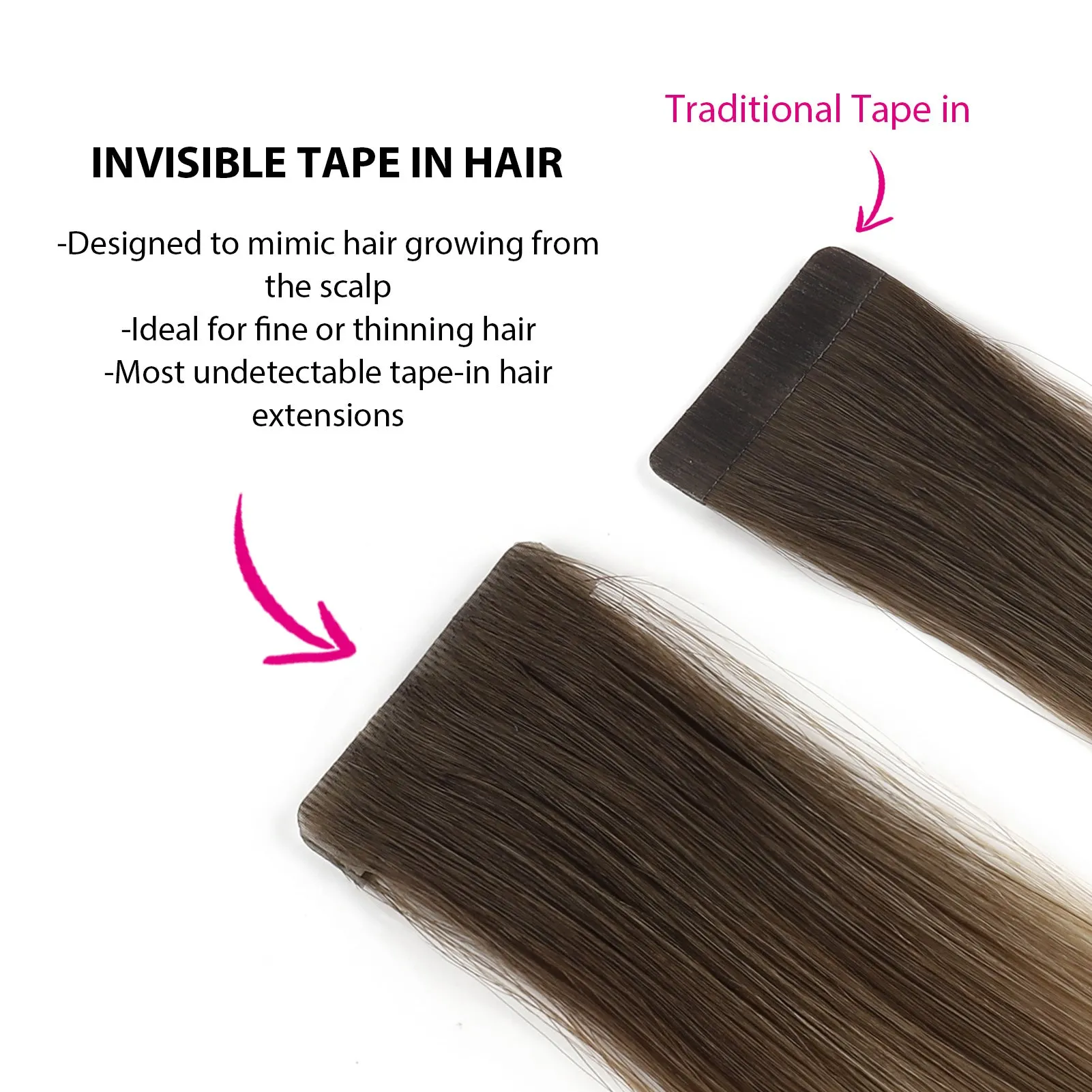 Virgin Invisible Tape in Hair Extensions Rooted Highlight R2-P4/27#