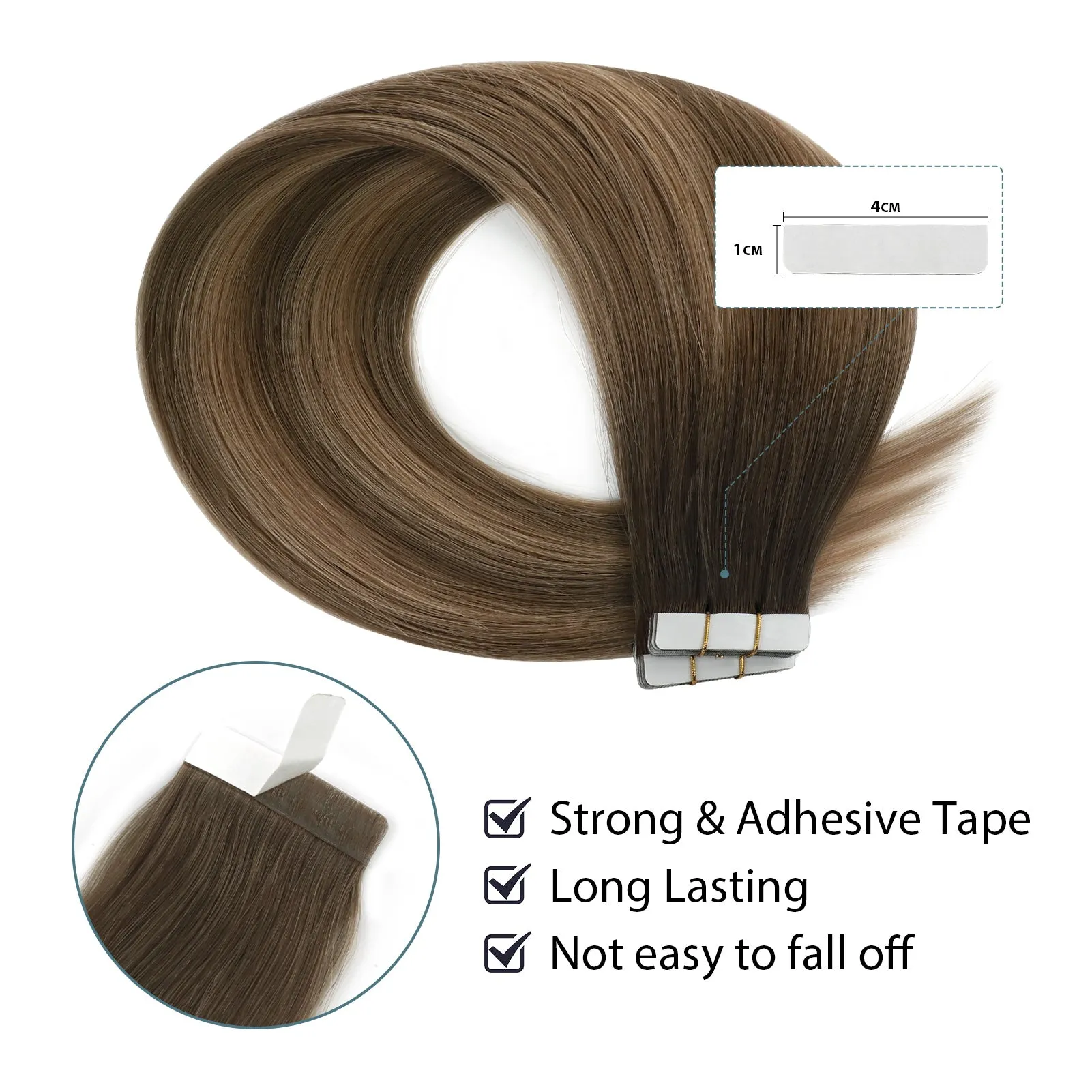 Virgin Invisible Tape in Hair Extensions Rooted Highlight R2-P4/27#