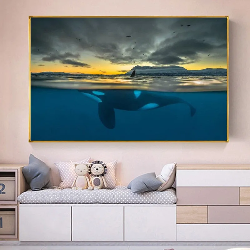 Wall Print: Orca In Polar Night