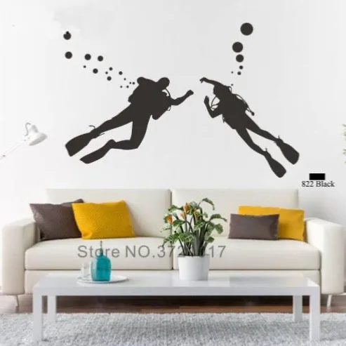 Wall Sticker: Scuba Diver Buddy Team