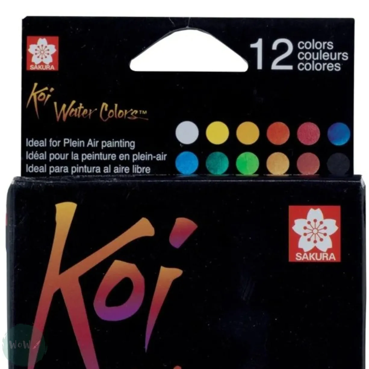 Watercolour Paint Sets - SAKYRA KOI -  12 Half Pan - POCKET FIELD SKETCH BOX with Waterbrush