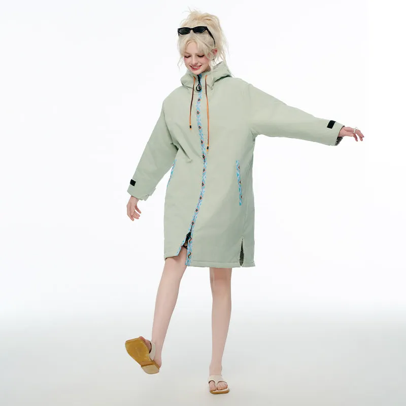 Waterproof Surf Changing Robe Outdoor Coat Lamb Wool Jacket Hooded Cloak Beach Surfing Pool Lining Anorak Raincoat Unisex Bath T