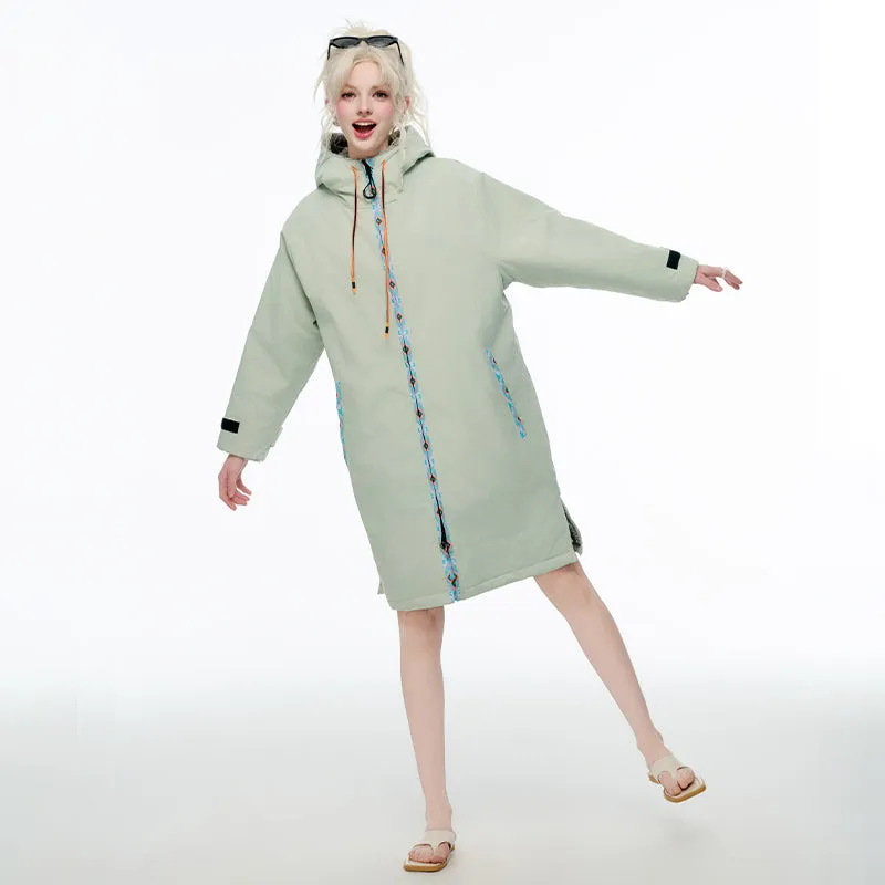 Waterproof Surf Changing Robe Outdoor Coat Lamb Wool Jacket Hooded Cloak Beach Surfing Pool Lining Anorak Raincoat Unisex Bath T