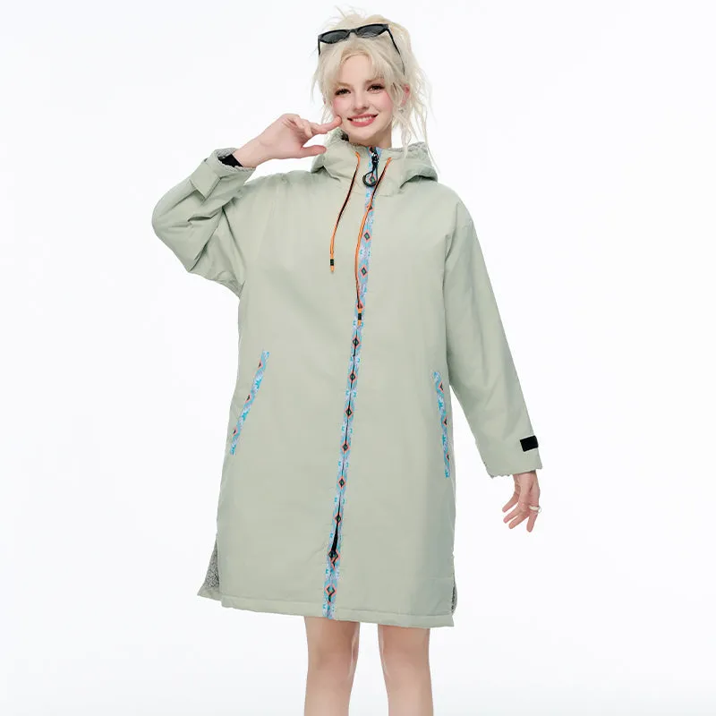 Waterproof Surf Changing Robe Outdoor Coat Lamb Wool Jacket Hooded Cloak Beach Surfing Pool Lining Anorak Raincoat Unisex Bath T
