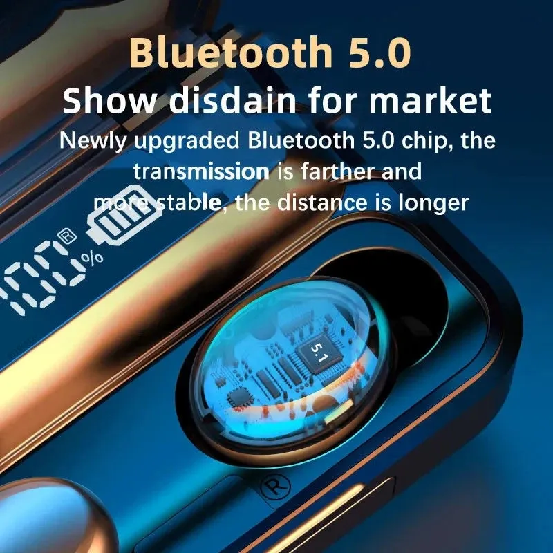 Waterproof TWS Bluetooth Headphones - Wireless Earbuds with Stereo Sound, LED Display, Large Capacity Charging Case