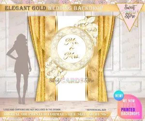 Wedding Gold White monogram backdrop, Wedding Backdrop decor, Wedding Banner, Wedding decor, Elegant Wedding backdrop, anniversary backdrop