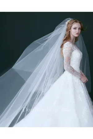 Wedding Veil Headdress Simple Plain Yarn Long Luxury Super Fairy Fluffy Long Tail