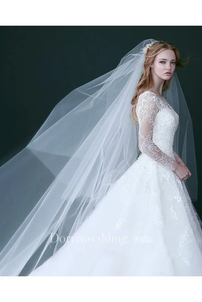 Wedding Veil Headdress Simple Plain Yarn Long Luxury Super Fairy Fluffy Long Tail