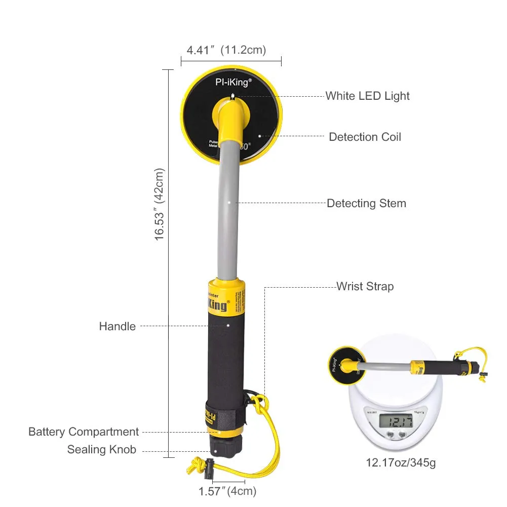 Wedigout Underwater Metal Detector Handheld, 100 Feet Fully Waterproof Metal Detector for Adults, Lightweight Small Gold Finder Metal Detector for Scuba Diving Beach Backyard Seach for Treasure