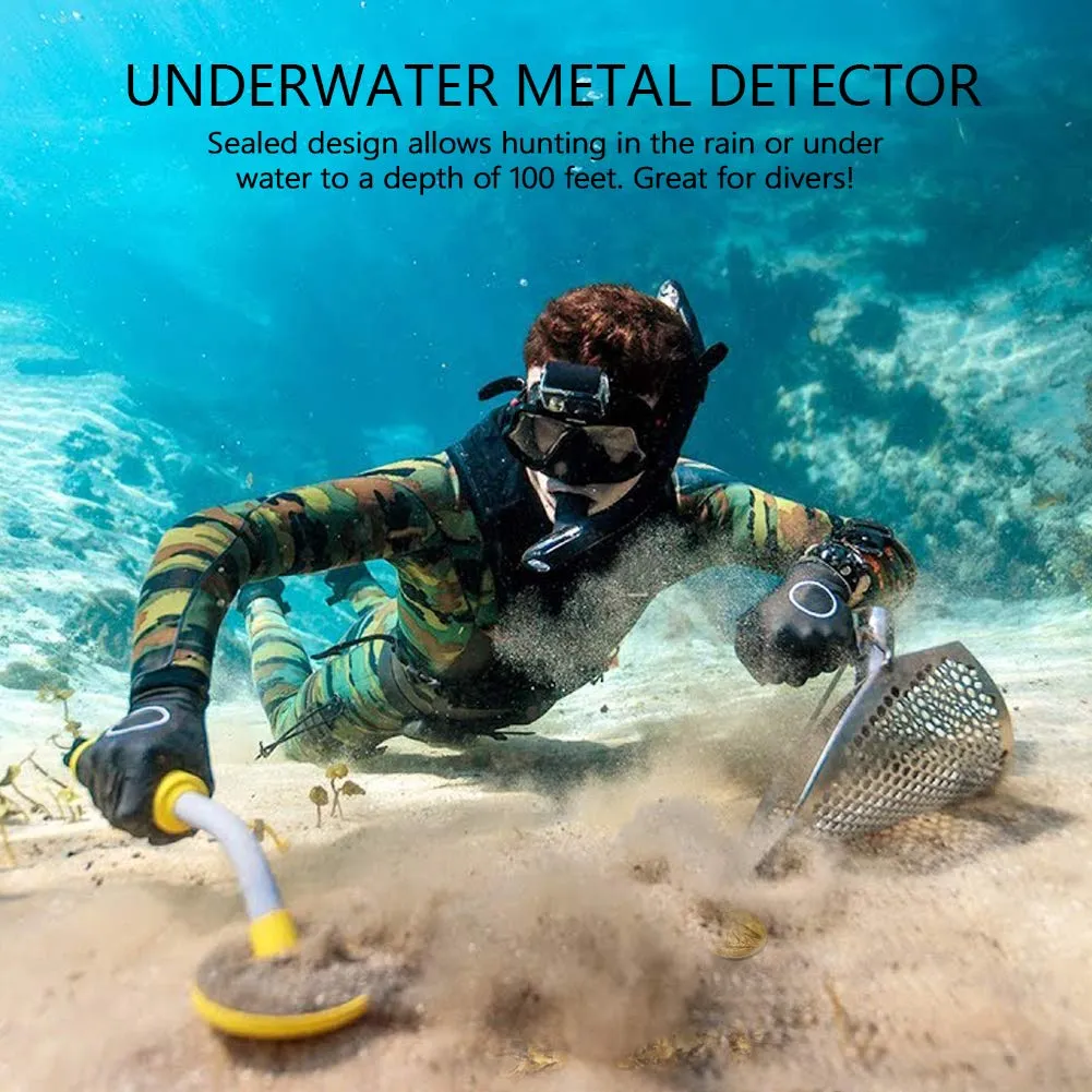 Wedigout Underwater Metal Detector Handheld, 100 Feet Fully Waterproof Metal Detector for Adults, Lightweight Small Gold Finder Metal Detector for Scuba Diving Beach Backyard Seach for Treasure