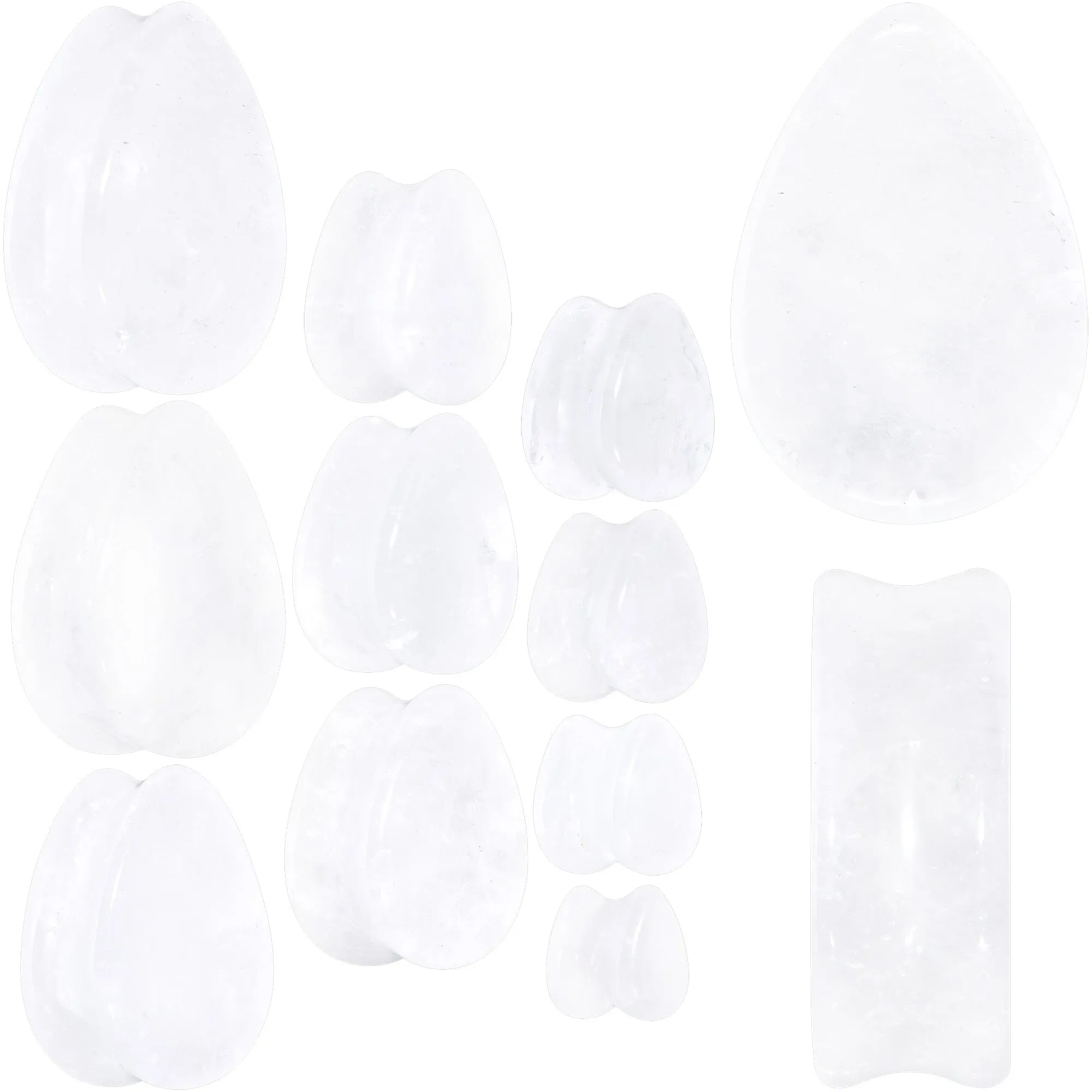 White Cloudy Quartz Drop Saddle Plug Set