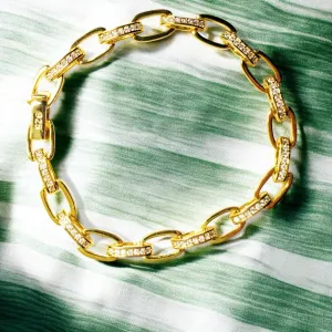 White CZ Link Chain Bracelet