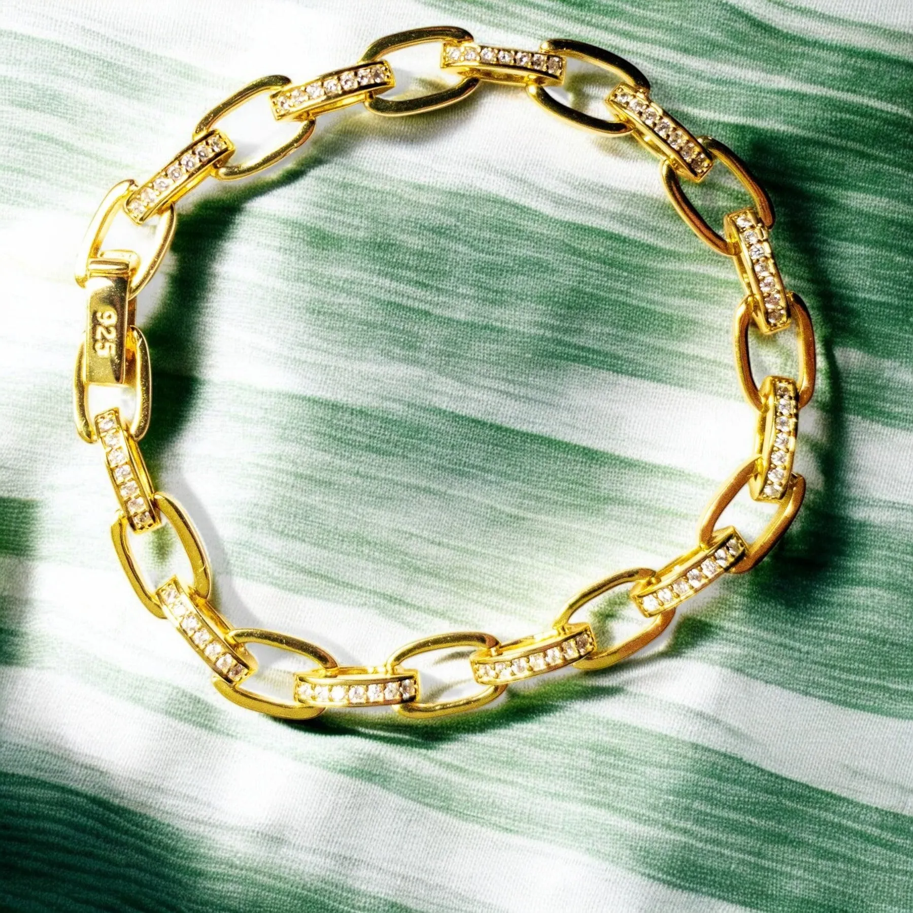 White CZ Link Chain Bracelet