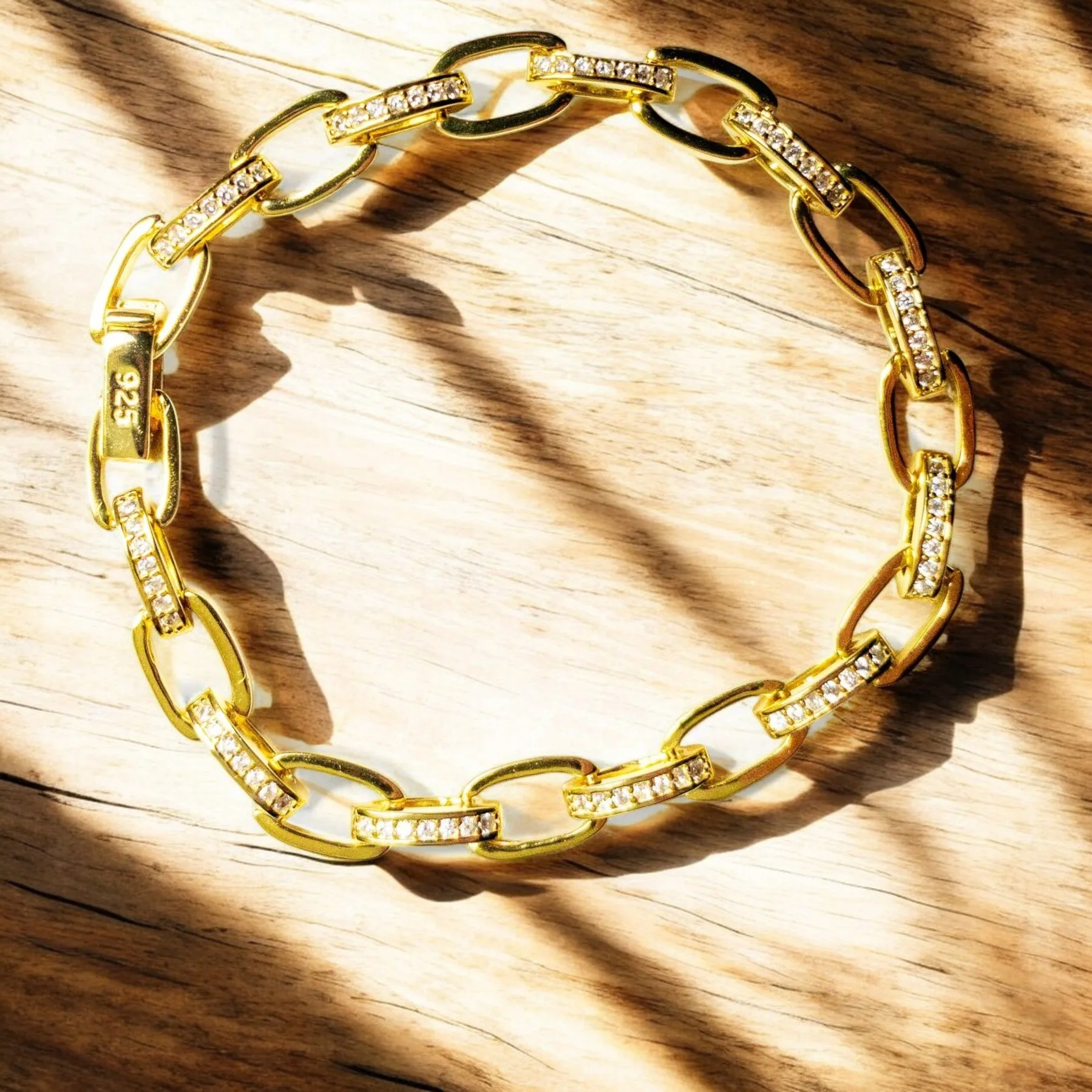 White CZ Link Chain Bracelet