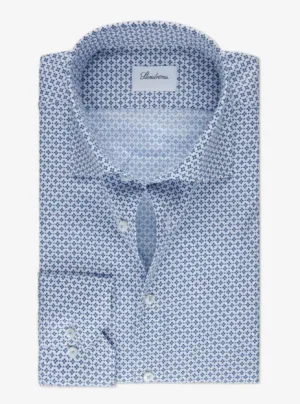 White Patterned Twill Shirt