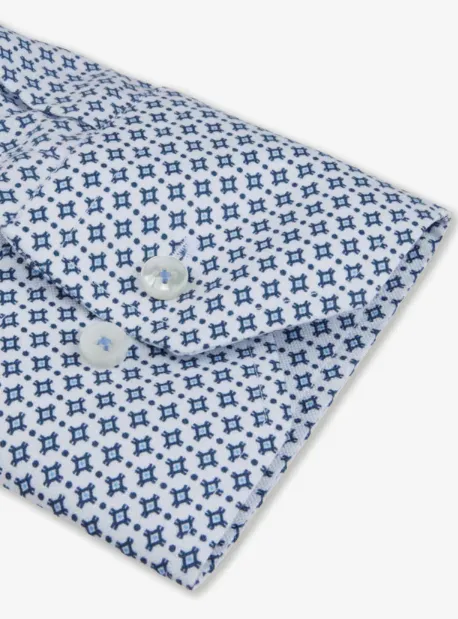 White Patterned Twill Shirt