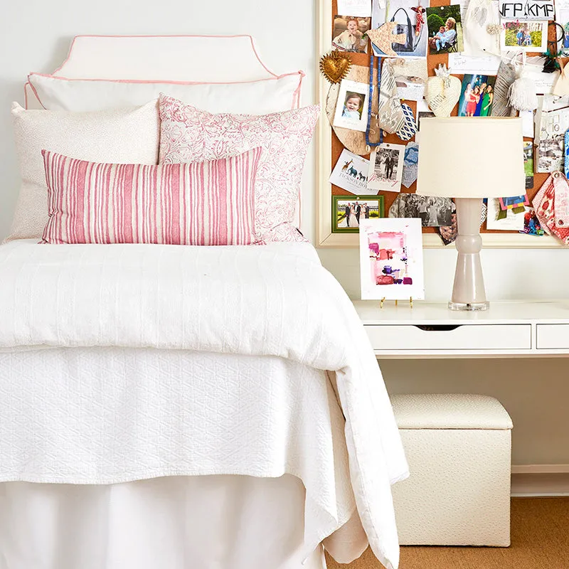 White with Blush Pipe Headboard