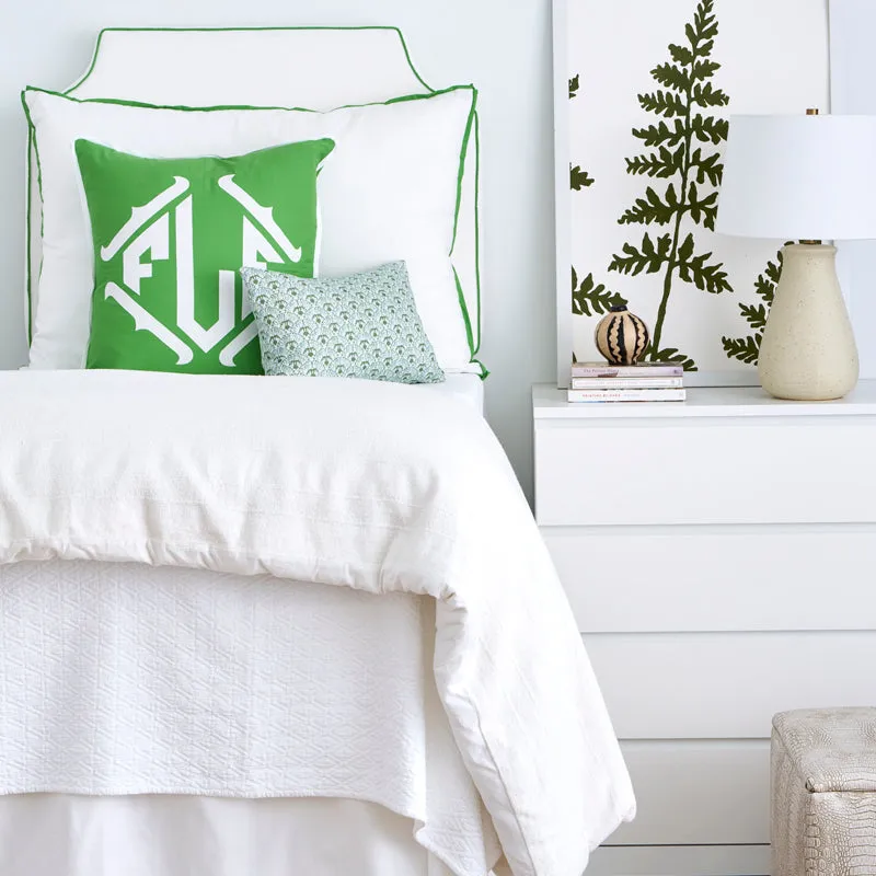 White with Botanical Pipe Headboard