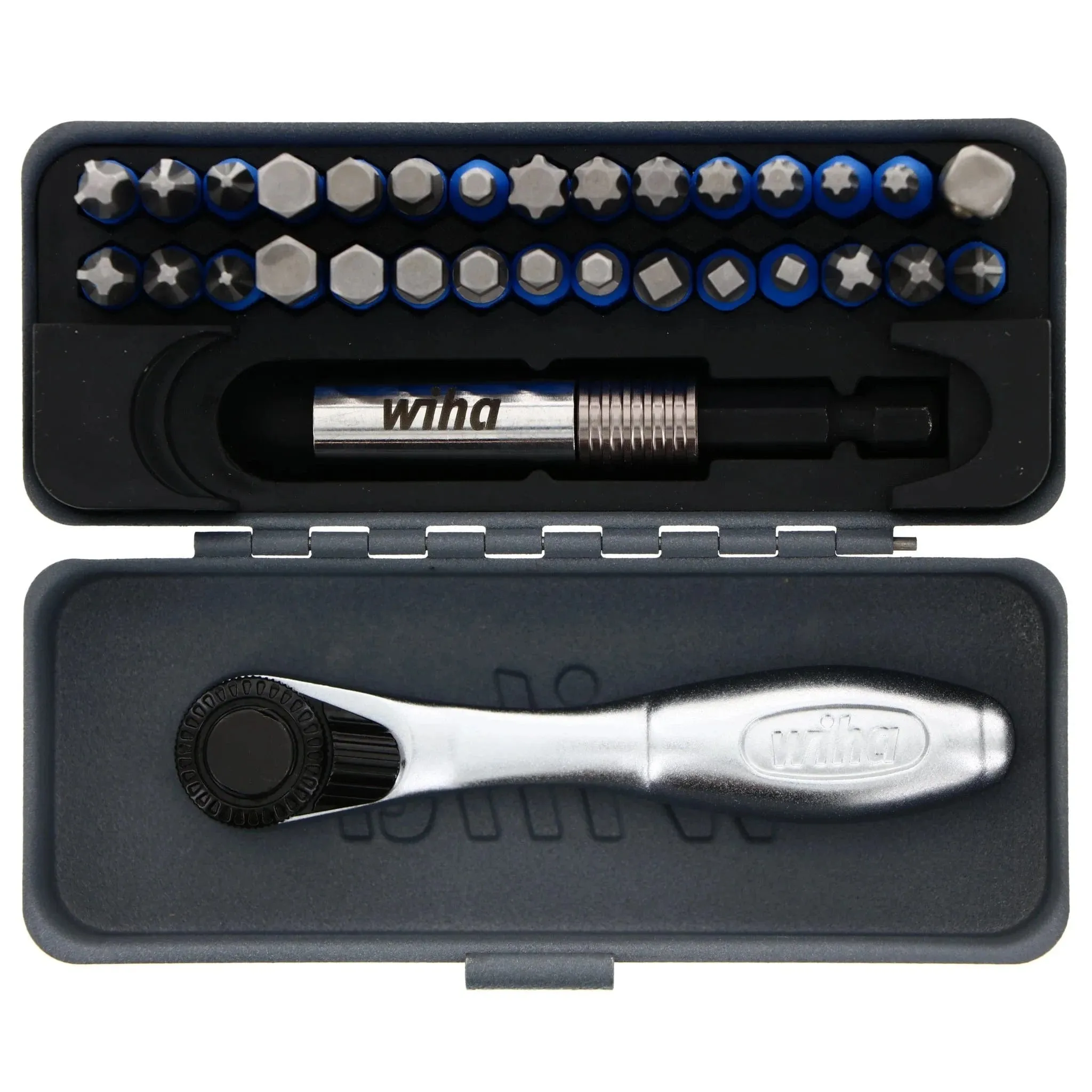 Wiha 32 Piece GoBox TerminatorBlue Impact Bit Set with Mini Ratchet