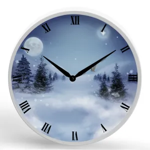 Winter <br>Round Framed Wall Clock 11.75"