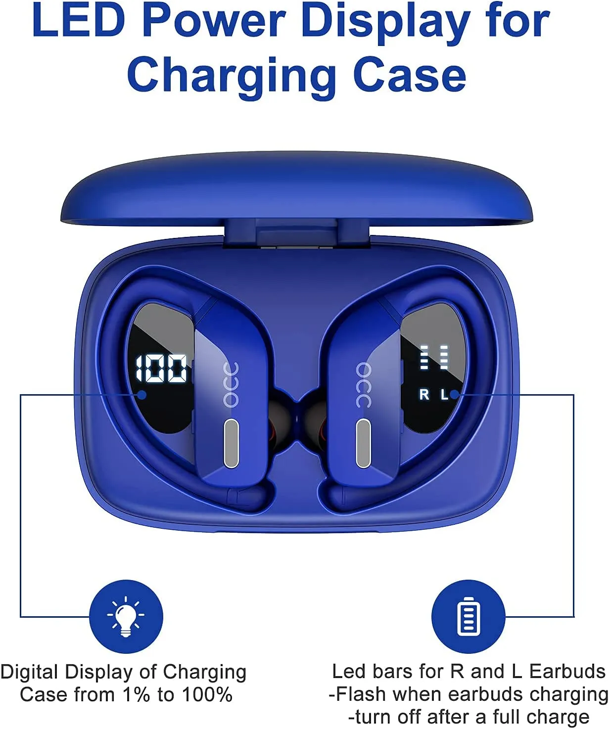 Wireless  Bluetooth Earbuds  48H Play Back  Waterproof with Microphone LED Display