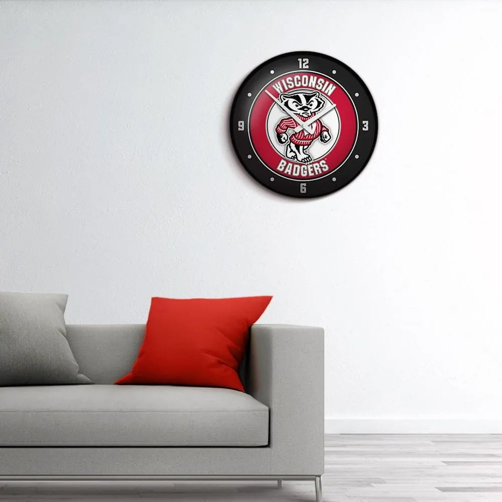 Wisconsin Badgers: Mascot - Modern Disc Wall Clock