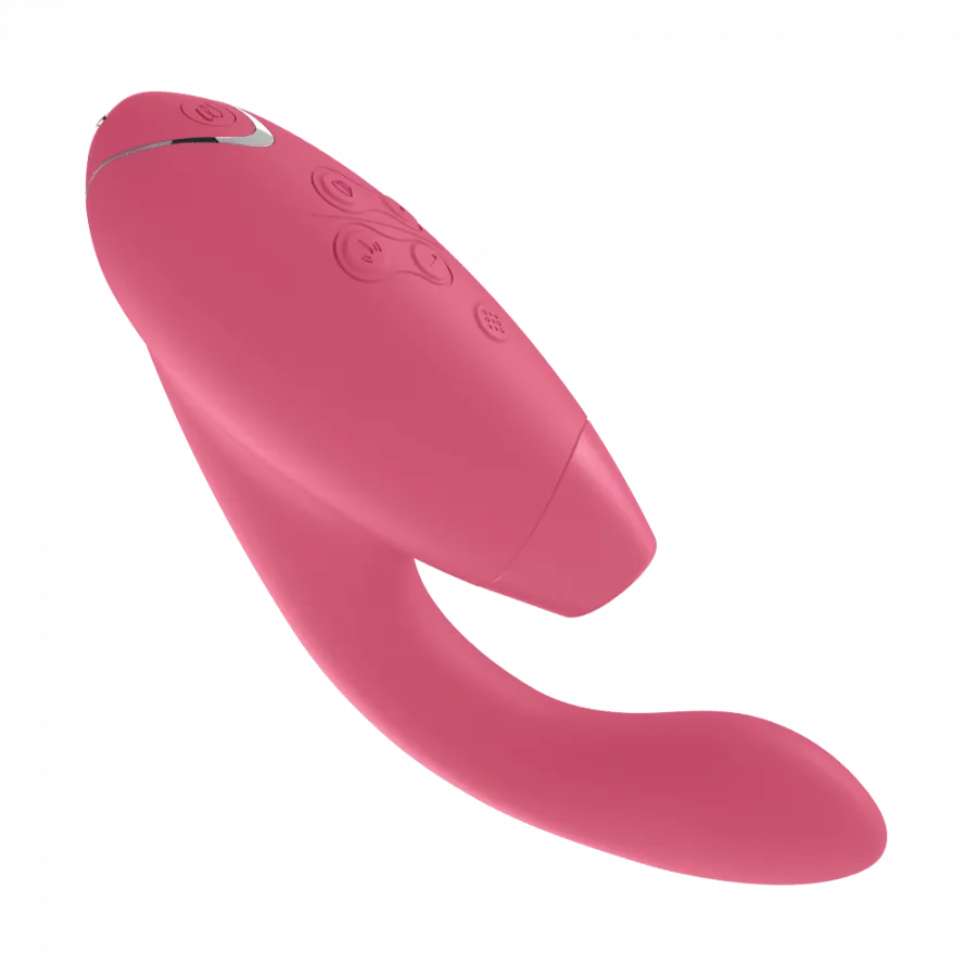 Womanizer Duo Silicone Rechargeable Clitoral and G-Spot Stimulator - Raspberry