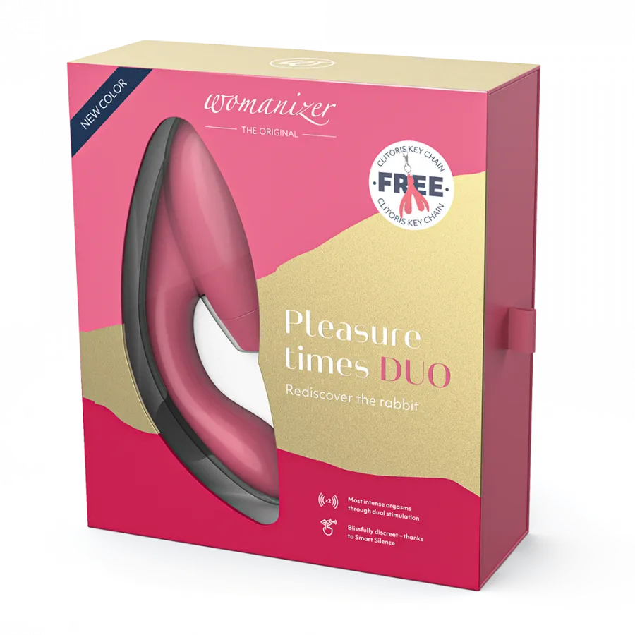 Womanizer Duo Silicone Rechargeable Clitoral and G-Spot Stimulator - Raspberry