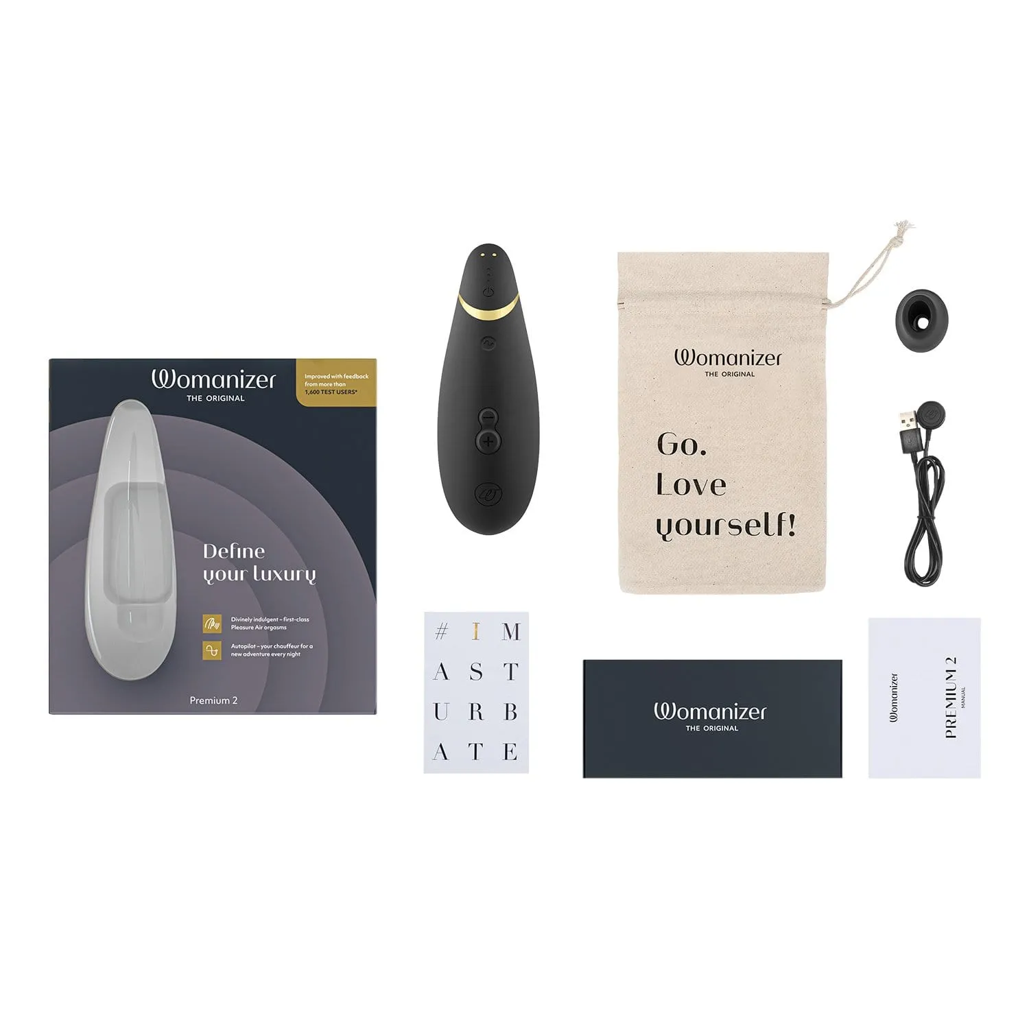 Womanizer - Premium 2 Silicone Rechargeable Clitoral Stimulator 5 Colors