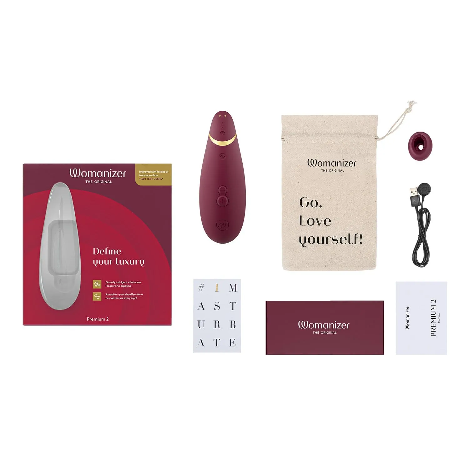 Womanizer - Premium 2 Silicone Rechargeable Clitoral Stimulator 5 Colors