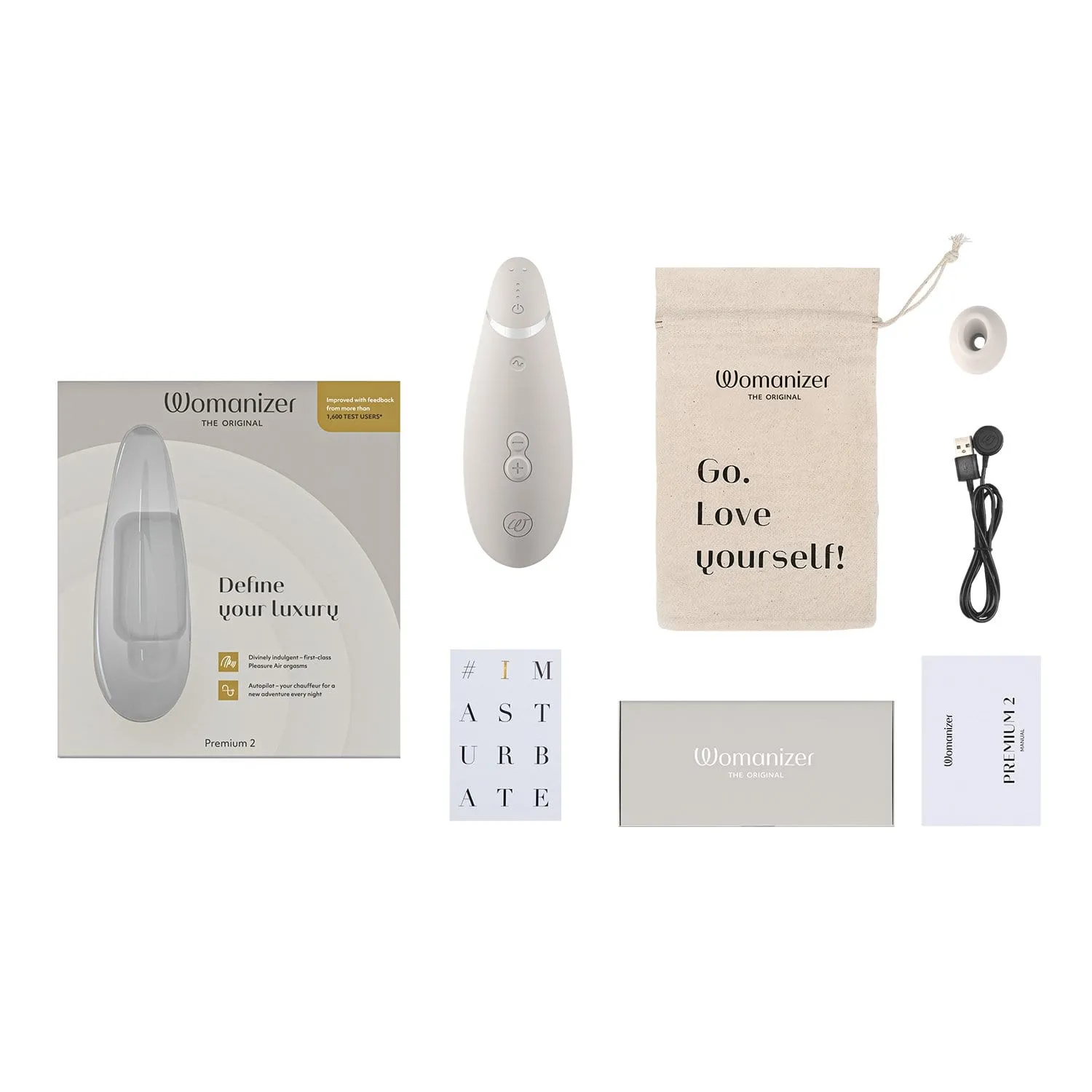 Womanizer - Premium 2 Silicone Rechargeable Clitoral Stimulator 5 Colors