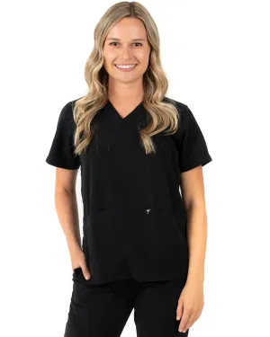 Women's 2 Pocket Black Scrub Top - Amber