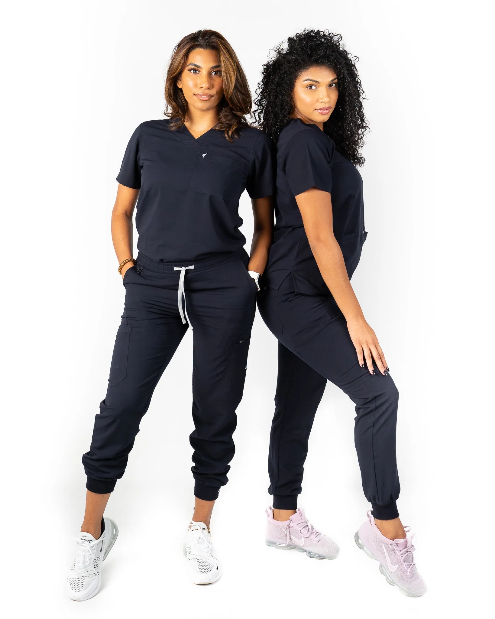 Women's 2 Pocket Dark Navy Blue Scrub Top - Amber