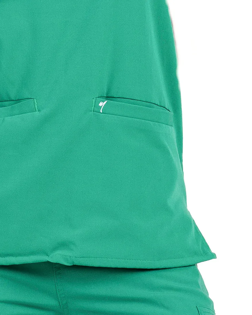 Women's 2 Pocket Hunter Green Scrub Top - Amber