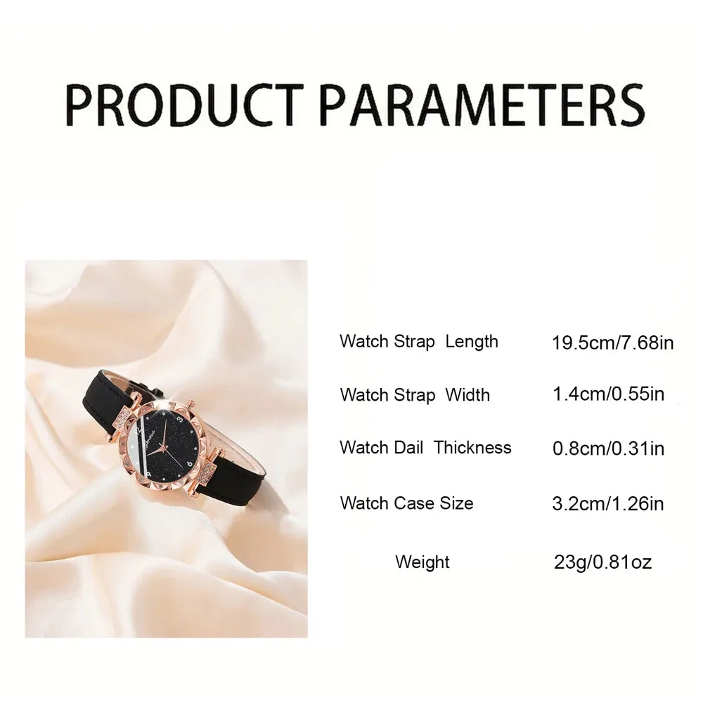 Women's 5-Piece Rhinestone Quartz Wristwatch Bracelet