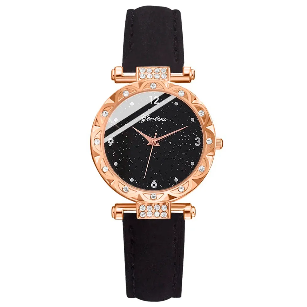 Women's 5-Piece Rhinestone Quartz Wristwatch Bracelet