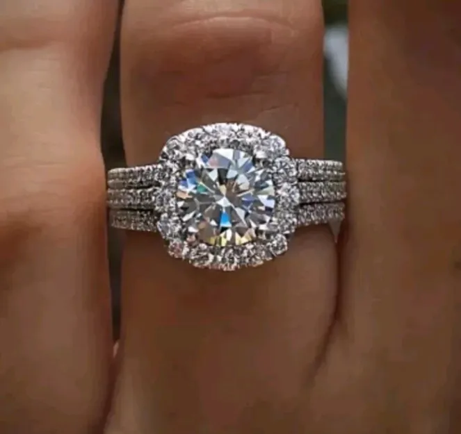 Women's Fashion Jewelry Silver Cubic Zirconia Luxury Ring Engagement Size 7