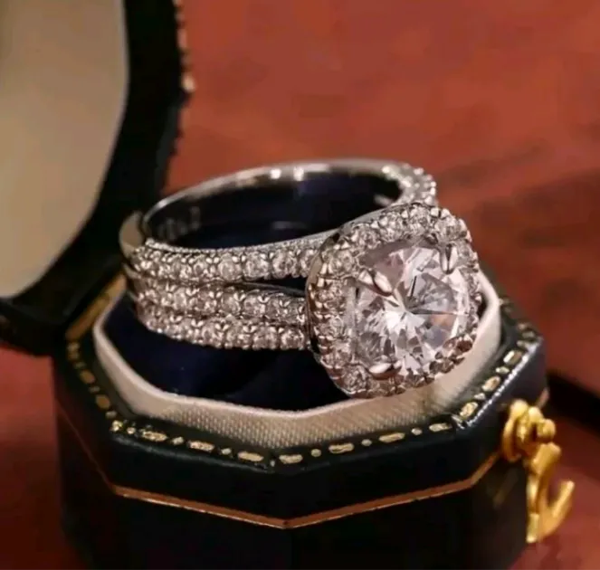 Women's Fashion Jewelry Silver Cubic Zirconia Luxury Ring Engagement Size 7