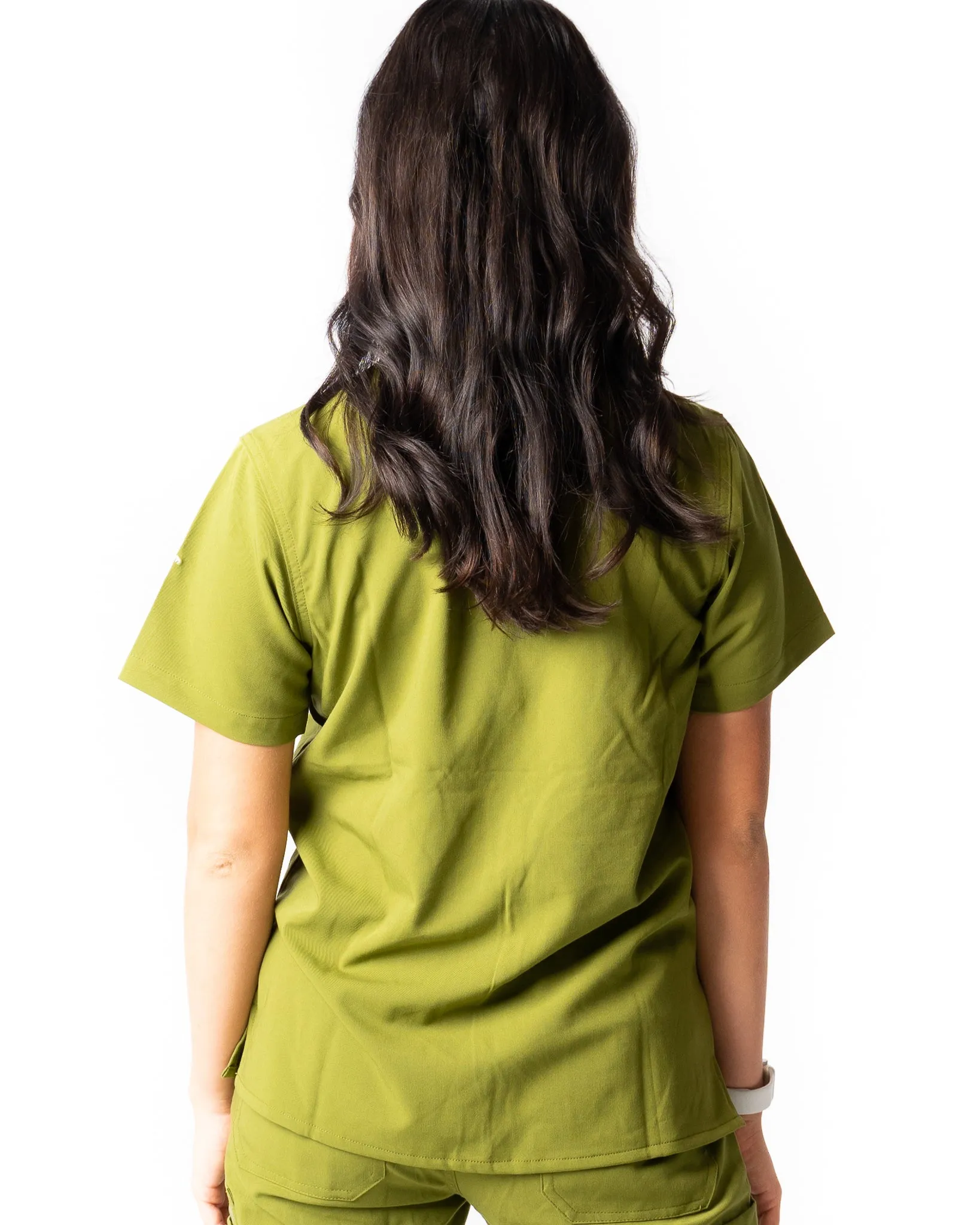 Women's Olive 2 Pocket Scrub Top - Amber