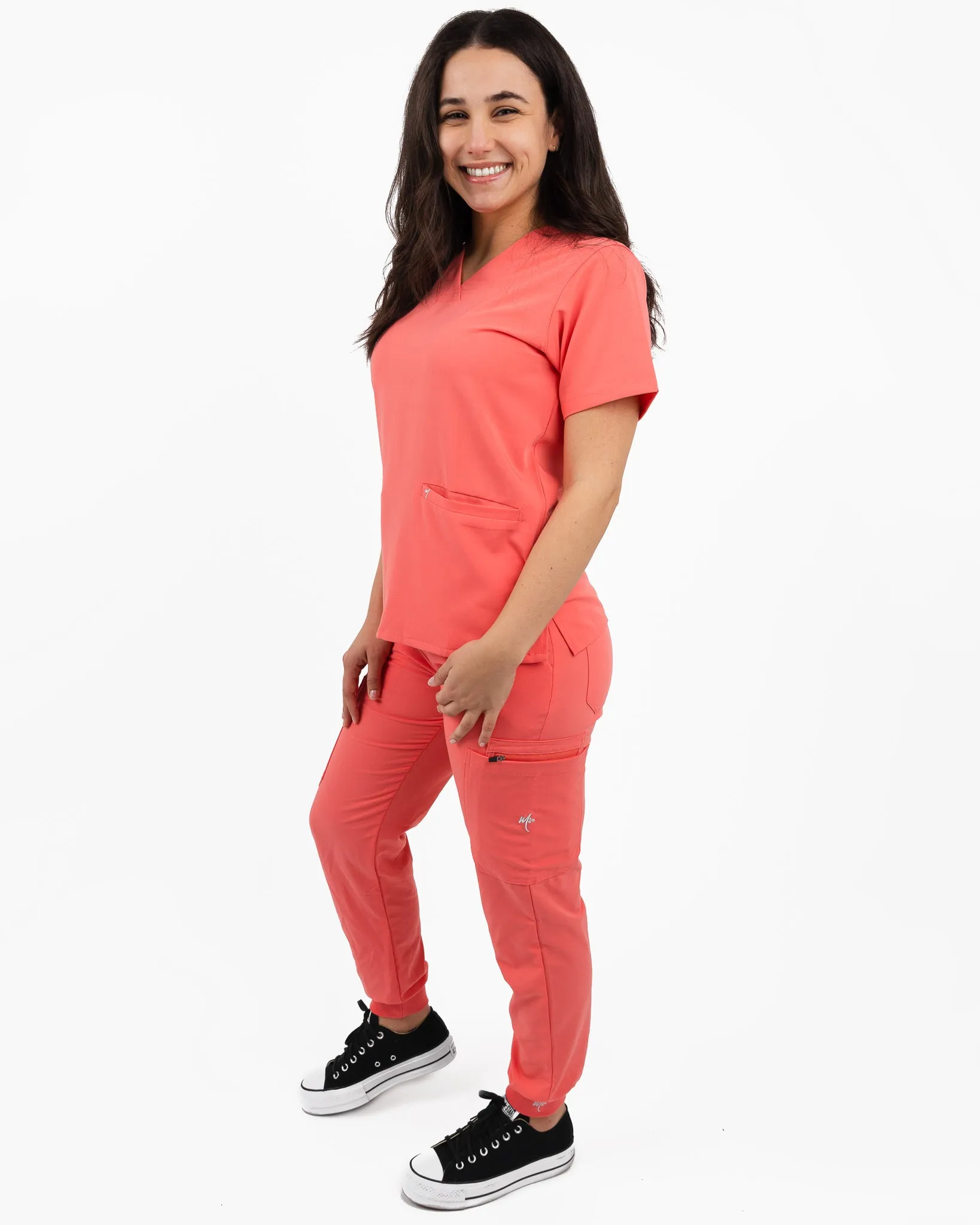 Women's Peach 2 Pocket Scrub Top - Amber