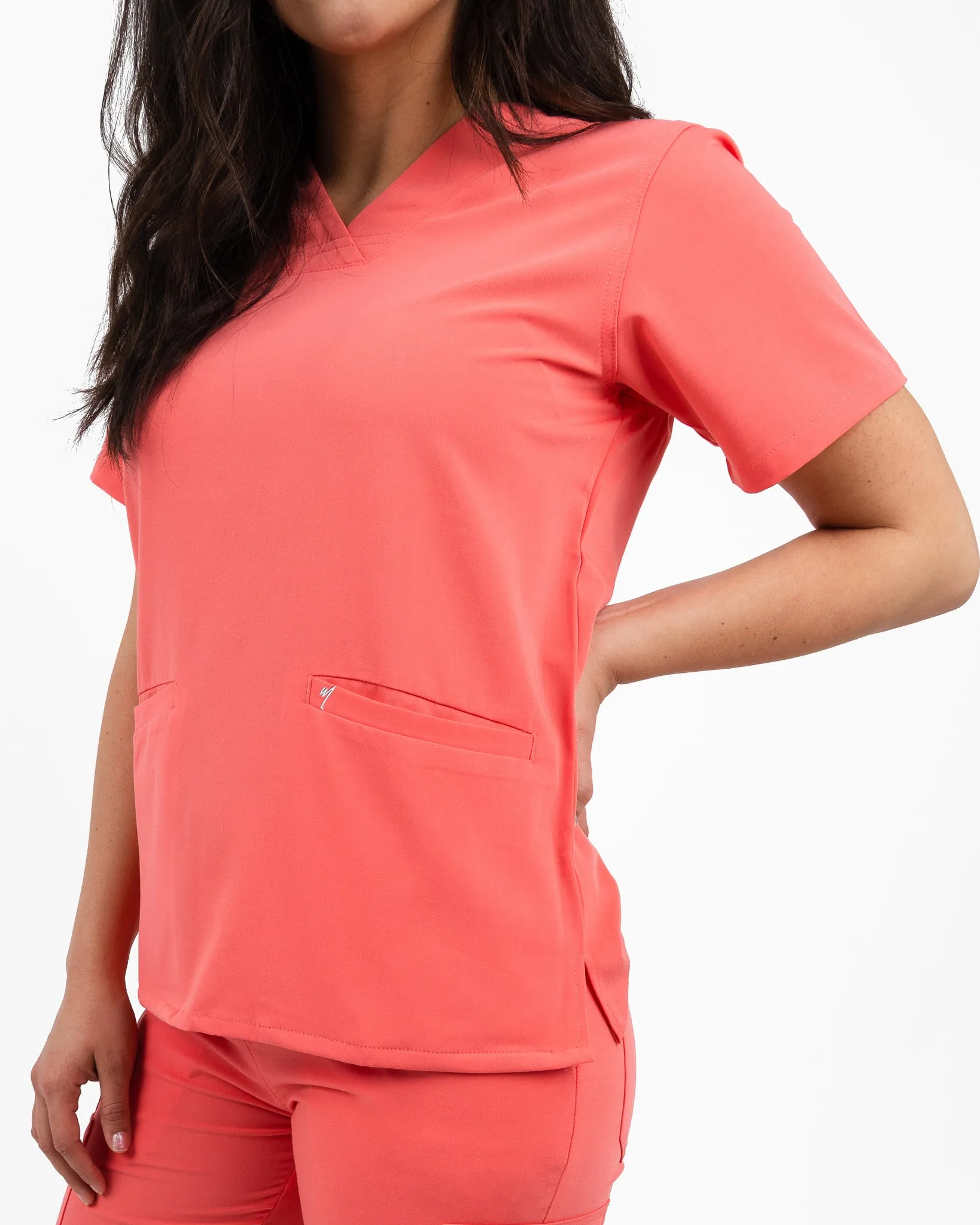 Women's Peach 2 Pocket Scrub Top - Amber