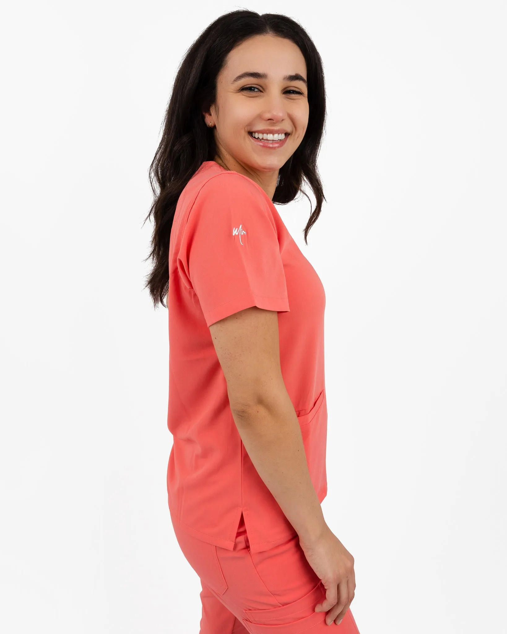 Women's Peach 2 Pocket Scrub Top - Amber