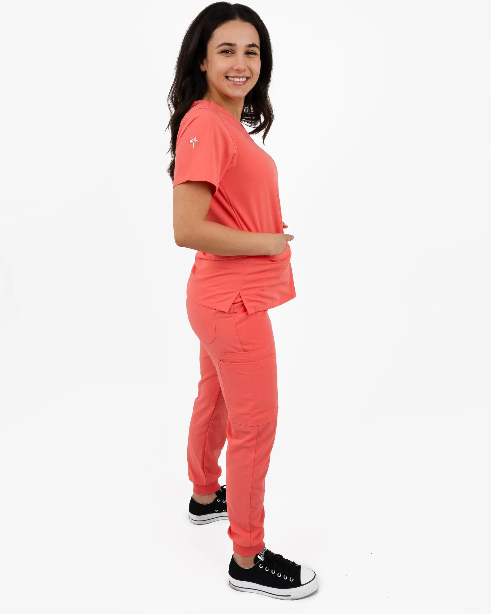 Women's Peach 2 Pocket Scrub Top - Amber