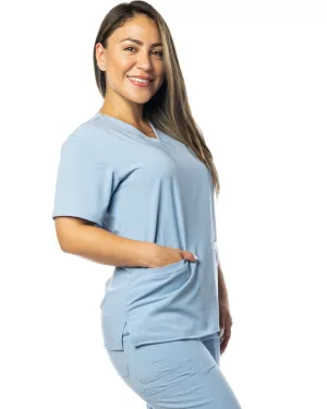 Women's Slate Blue 2 Pocket Amber Scrub Top