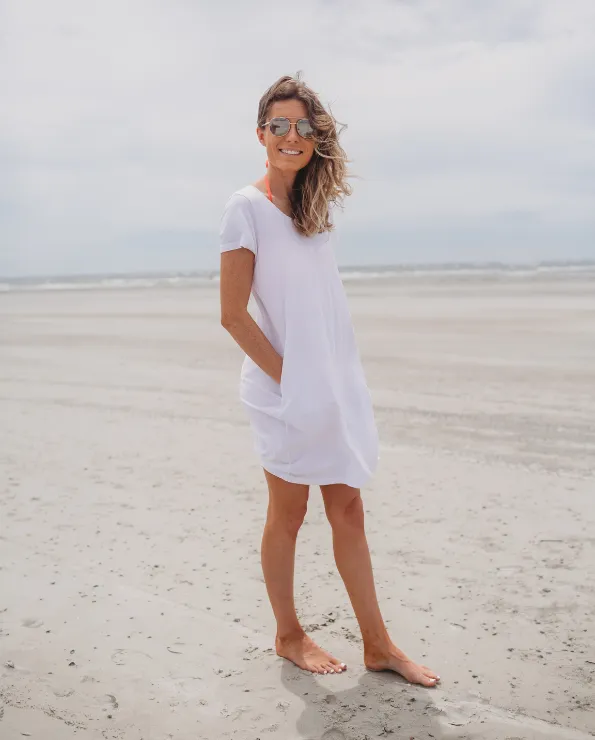 Women's Soft Supima Cotton Easy Cover-Up T-Shirt Pocket Dress | Deep Purple