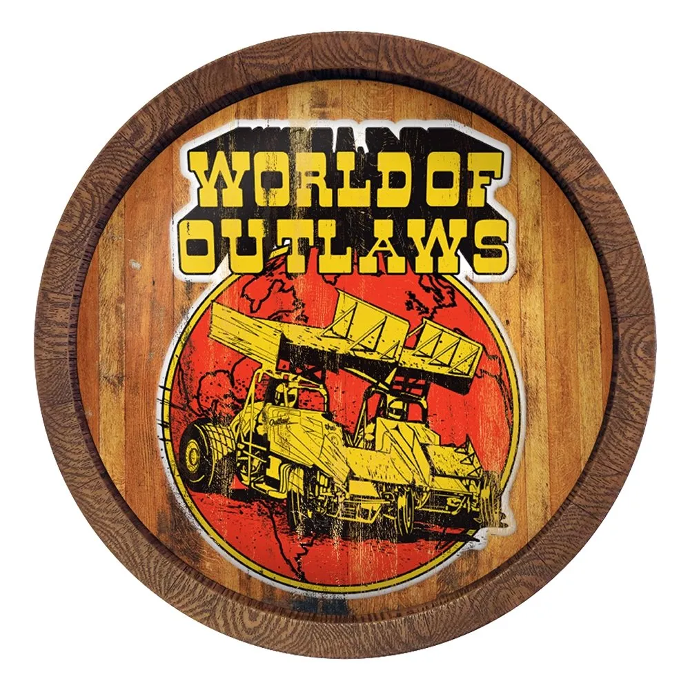 World of Outlaws: Throwback Weathered "Faux" Barrel Top Sign